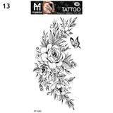 Sexy Black Flower Temporary Tattoos For Women Thigh Men Fake Moon Rose Compass Fake Tatoos Forearm Arm Sleeve Tattoo Stickers