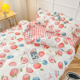 Cute Bear Bedding Set Girls Boys Kids Single Double Size Flat Sheet Duvet Cover Pillowcase Bed Linens White Blue Home Textile