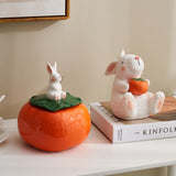 New Classical Ceramic Rabbit Ornament Creative Home Decor Figurine Cartoon Animal Shape Sculpture Handicrafts Bedroom Decoration