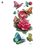 3D Butterfly Tattoos Sticker for Women Temporary Body Art Tattoo Sticker Rose Flower Feather Tattoo lady Waterproof Fake Tatoo