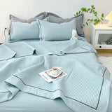 Korean Style Quilting Summer Comforter Bedding Sets Princess Bubble Yarn Quilted Quilt for Summer Skin-friendly Double Blanket