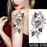 Waterproof Temporary Tattoo Sticker Black Dragon Snake Totem Peony Rose Flower Flash Tatto Women Men Arm Body Art Fake Tattoos