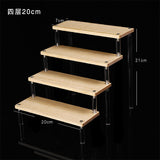 1-5 Tier Acrylic Wooden Display Stand Ransparent Ladder Shelf Hand-made Figure Toy Animation Car Model Perfume Storage Rack