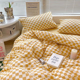 Checkerboard Bedding Set Hot Sale Single Queen Size Flat Sheet Quilt Duvet Cover Pillowcase Polyester Bed Linens Home Textile