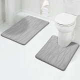 2PCS Bathroom Rug Set Non-Slip Absorbent Shower Pad Soft Memory Foam U-Shaped Toilet Carpet And Rectangle Floor Bath Mat