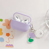 fundas For AirPods Pro Case Korean flower Cute Peach Pendant keyring headphone case Air pod Pro silicone Earphone Cover airpod3