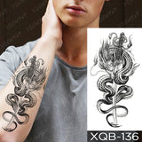 Waterproof Temporary Tattoo Sticker Black Dragon Snake Totem Peony Rose Flower Flash Tatto Women Men Arm Body Art Fake Tattoos