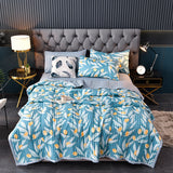 Summer Washed Cotton Quilt Air-conditioning Comforter Soft Breathable Blanket Thin Leaf Print Bedspread Bed Cover Home Textiles