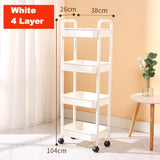 4 3-Tier Plastic Rolling Utility Cart Multi-Functional Storage Trolley for Bedroom Kitchen Movable Storage Organizer with Wheels