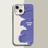 Klein Blue Oil Paint New Phone Case iPhone 13 12 11 Pro Max Mini X XS XR 7 8 Plus Solid Color Shockproof Soft Shell iPhone Case