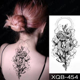 Waterproof Temporary Tattoo Sticker Black Dragon Snake Totem Peony Rose Flower Flash Tatto Women Men Arm Body Art Fake Tattoos