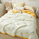 Cute Space Bear Printed Spring Summer Comforter Adults Children Soft Breathable Quilting Quilt Single Double Bed Blanket Quilts