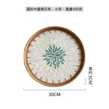 Handwoven Rattan Tray Bread Woven Storage Baskets Fruit Cake Snacks Round Picnic Basket Dinner Serving Trays Kitchen Supplies