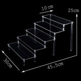 1-5 Tier Acrylic Wooden Display Stand Ransparent Ladder Shelf Hand-made Figure Toy Animation Car Model Perfume Storage Rack