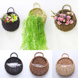 Hand Made Wicker Rattan Flower Planter Wall Hanging Wicker Rattam Basket Garden Vine Pot Plants Holder Garden Pots