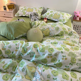 Ins Style Bedding Set Fashion Solid Color Washable Duvet Cover Pillowcases Sheet for Student Dormitory Soft Home Textile