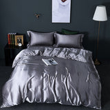 blending Mulberry Silk Bedding Set Silky High-end Queen Size Duvet Cover Set with Fitted Sheet Luxury Bedding Sets King Bed Sets