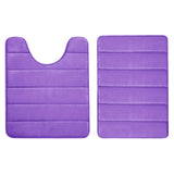 2PCS Bathroom Rug Set Non-Slip Absorbent Shower Pad Soft Memory Foam U-Shaped Toilet Carpet And Rectangle Floor Bath Mat