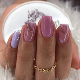 24Pcs Purple Y2K Press on Nails Star Diamond Designs Full Cover Fake Nails Long Coffin Acrylic False Nails for Women