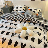 Checkerboard Bedding Set Hot Sale Single Queen Size Flat Sheet Quilt Duvet Cover Pillowcase Polyester Bed Linens Home Textile