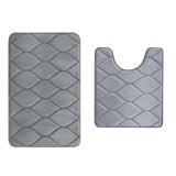 2PCS Bathroom Rug Set Non-Slip Absorbent Shower Pad Soft Memory Foam U-Shaped Toilet Carpet And Rectangle Floor Bath Mat