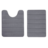 2PCS Bathroom Rug Set Non-Slip Absorbent Shower Pad Soft Memory Foam U-Shaped Toilet Carpet And Rectangle Floor Bath Mat