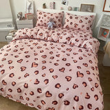 Ins Princess Pink Heart Duvet Cover Home Textile Pillow Case Bed Sheet Kids Girls Bedding Covers Set King Queen Twin Cute Kawaii