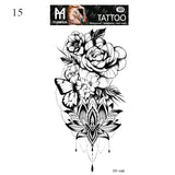 Sexy Black Flower Temporary Tattoos For Women Thigh Men Fake Moon Rose Compass Fake Tatoos Forearm Arm Sleeve Tattoo Stickers