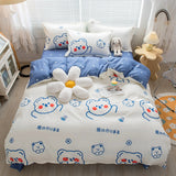 Cartoon Pattern 4-Piece Flat Sheet Quilt Cover Pillow Case Family Bed Sheet Children's Bedding Set 4-Piece Set