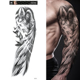 Full Arm Temporary Tattoo Wolf Lion Fish Horns Geometric Man  Body Leg Rose Flower Phoenix Waterproof Sticker Cool Women Tatoo