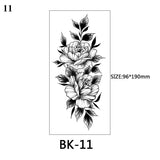 Sexy Black Flower Temporary Tattoos For Women Thigh Men Fake Moon Rose Compass Fake Tatoos Forearm Arm Sleeve Tattoo Stickers