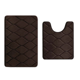 2PCS Bathroom Rug Set Non-Slip Absorbent Shower Pad Soft Memory Foam U-Shaped Toilet Carpet And Rectangle Floor Bath Mat