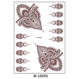 Henna Tattoo Brown Mehndi Stickers for Hand Temporary Tattoos Body Art Tatoo Waterproof for Women Fake Tatoo Hena Design