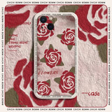 Oil Painting Flower Collection Phone Case For iPhone 14 13 12 11 Pro Max Mini X XS XR 7 8 Plus New Strawberry Flower iPhone Case