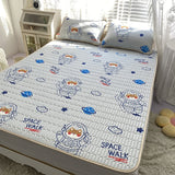 Lovely Cartoon Pattern Latex Bed Mat Kit for Summer Cold Feel Rayon Cool Mat and Pillow Cases Cozy Sleeping Cooling Mattress Pad