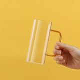 400ml Square Glass Mug Breakfast Milk Coffee Cup Microwave Safe Transparent Party Beer Mug Coffee Mug Drinkware Glass