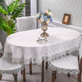 Oval Table Cloth Satin Embroidered Fold Tea Table Europe Dining Table Cover Tablecloth Table Lace Art Dust Cover Chair Cover