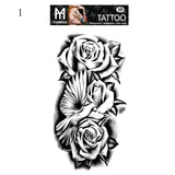 Sexy Black Flower Temporary Tattoos For Women Thigh Men Fake Moon Rose Compass Fake Tatoos Forearm Arm Sleeve Tattoo Stickers