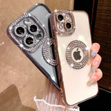 Luxury Electroplated Transparent Phone Case For iPhone 11 12 13 14 Pro Max Plus Hollow Out Glitter Bumper Soft Rhinestone Cover
