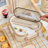 Simple Cute Portable Lunch Box With Compartment For Girls School Kids Plastic Picnic Bento Box Microwave Food Storage Containers