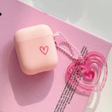 Pink Heart Girls Case for AirPods Pro Shell Texture Earphone Protective Cover for Airpods 2 3 3rd Soft IMD Case with Keyring