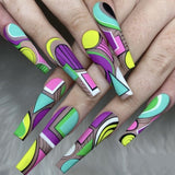 24pcs/set Press On False Nails Cute Nail Art Wearable Fake Nails Heart Tips With Glue and Sticker With Wearing Tools As Gift