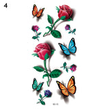 3D Butterfly Tattoos Sticker for Women Temporary Body Art Tattoo Sticker Rose Flower Feather Tattoo lady Waterproof Fake Tatoo