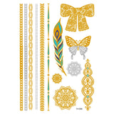 1PC Summer Style Men Women Body Art Gold Metallic Tattoo Sticker  Chain Bracelet Fake Jewelry Waterproof Temporary Tattoo