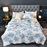 Summer Washed Cotton Quilt Air-conditioning Comforter Soft Breathable Blanket Thin Leaf Print Bedspread Bed Cover Home Textiles