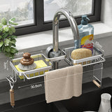 Kitchen Space Aluminum Sink Drain Rack Sponge Storage Faucet Holder Soap Drainer Shelf Basket Organizer Bathroom Accessories