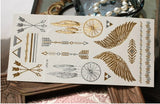 1PC Summer Style Men Women Body Art Gold Metallic Tattoo Sticker  Chain Bracelet Fake Jewelry Waterproof Temporary Tattoo