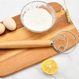 Danish Dough Whisk Stainless Steel Dutch Style Bread Dough Hand Mixer Wooden Handle Kitchen Baking Tools Pastry Blender