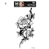 Sexy Black Flower Temporary Tattoos For Women Thigh Men Fake Moon Rose Compass Fake Tatoos Forearm Arm Sleeve Tattoo Stickers