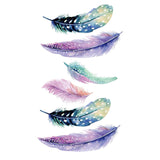 Small Waterproof Temporary Tattoo Sticker Colorful Feather Flower Leaves Planet Moon Women Body Art Wrist Neck Fake Tattoos Men